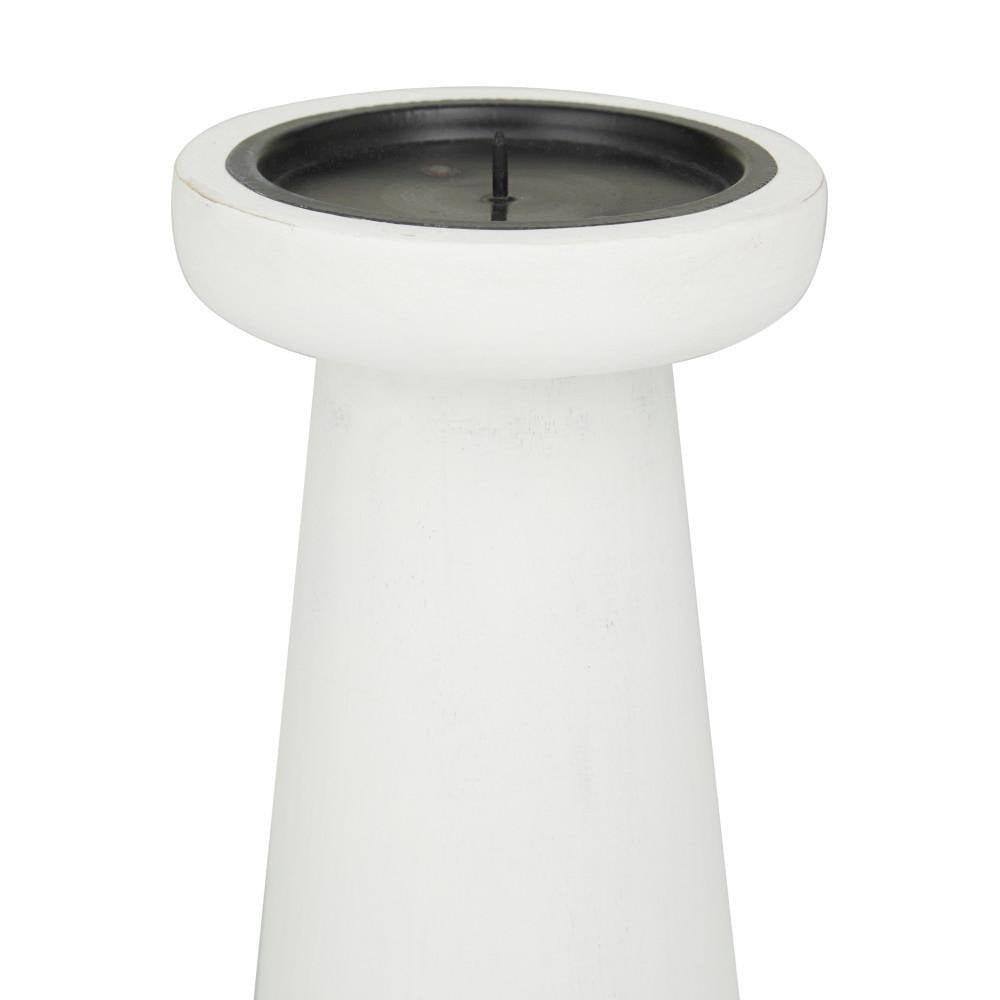 White Mango Wood Pillar Candle Holder (Set of 3)