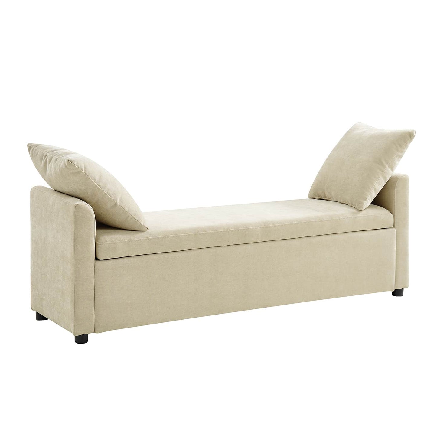Benito 59.4" Wide End of Bed Storage Couch Bench with Two Throw Pillows