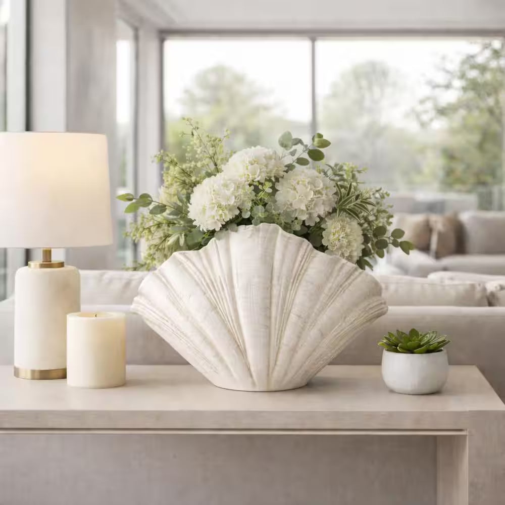 White 22 In. X 14 In. Resin Scallop Shell Figurine