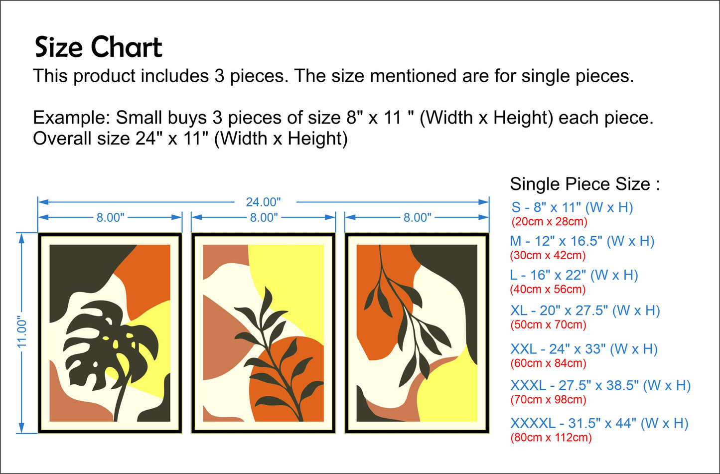 Tropical Leaf Wood Wall Art - Botanical Plant Wall Decor - Tree Art - Mid Century Modern Wall Art - Boho Room - Bauhaus Art (Set of 3)