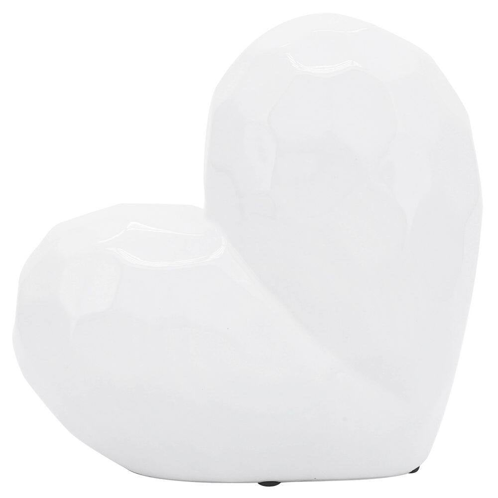 White 8 In. X 8 In. Ceramic Heart Sculpture