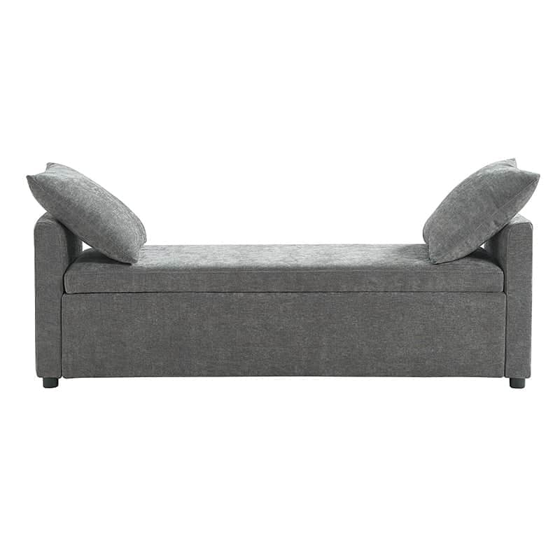 Benito 59.4" Wide End of Bed Storage Couch Bench with Two Throw Pillows