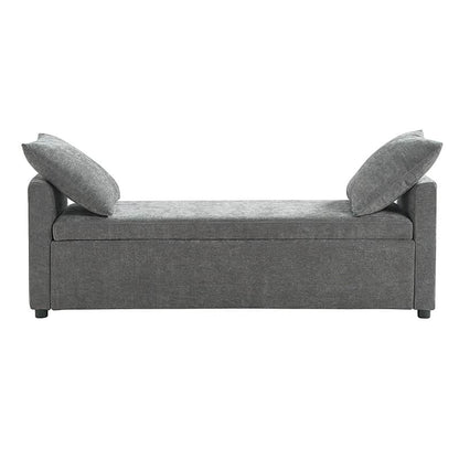 Benito 59.4" Wide End of Bed Storage Couch Bench with Two Throw Pillows