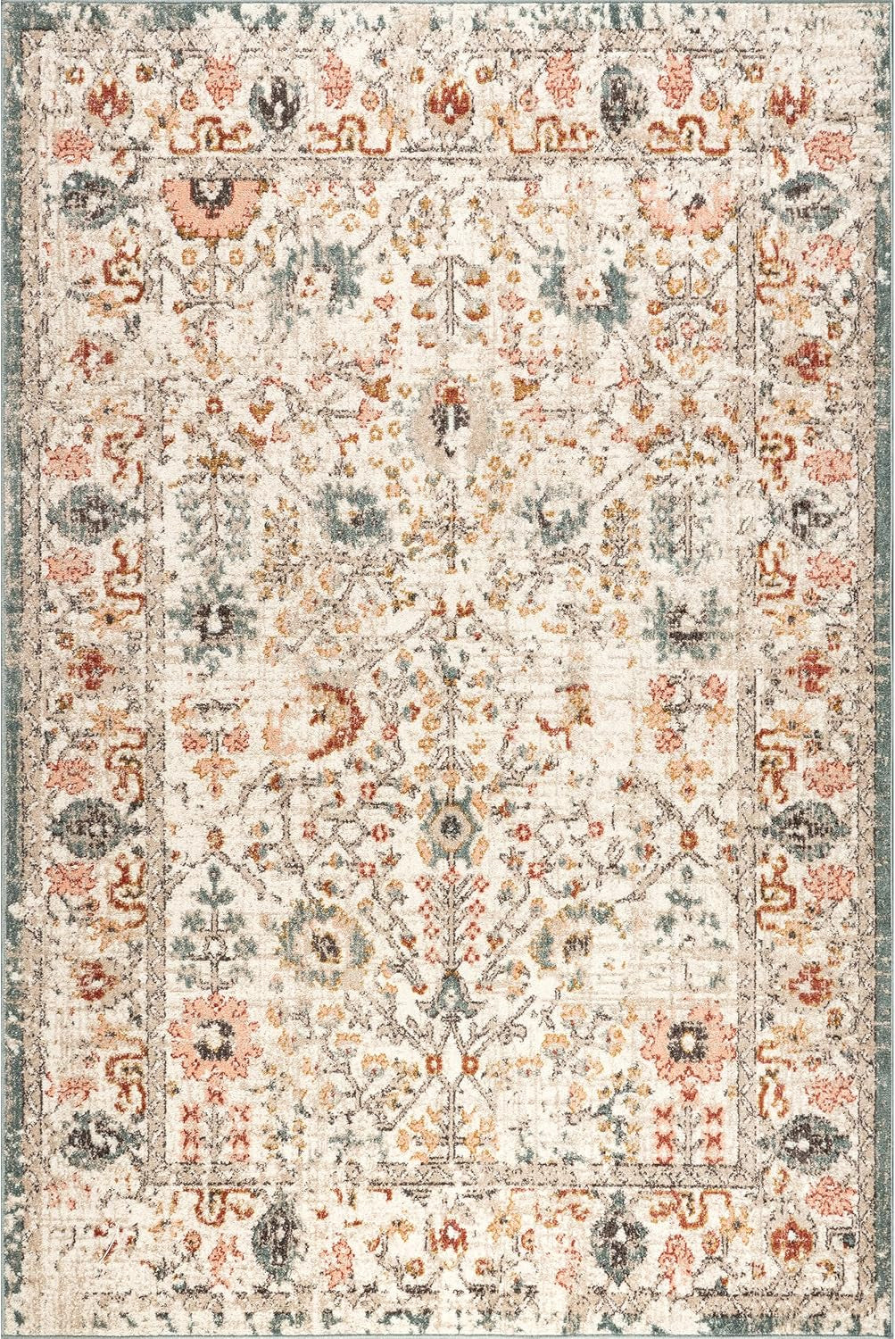 Lenore Beige Performance Oriental Area Rug, Vintage Design, Durable and Easy to Clean, 9' x 12