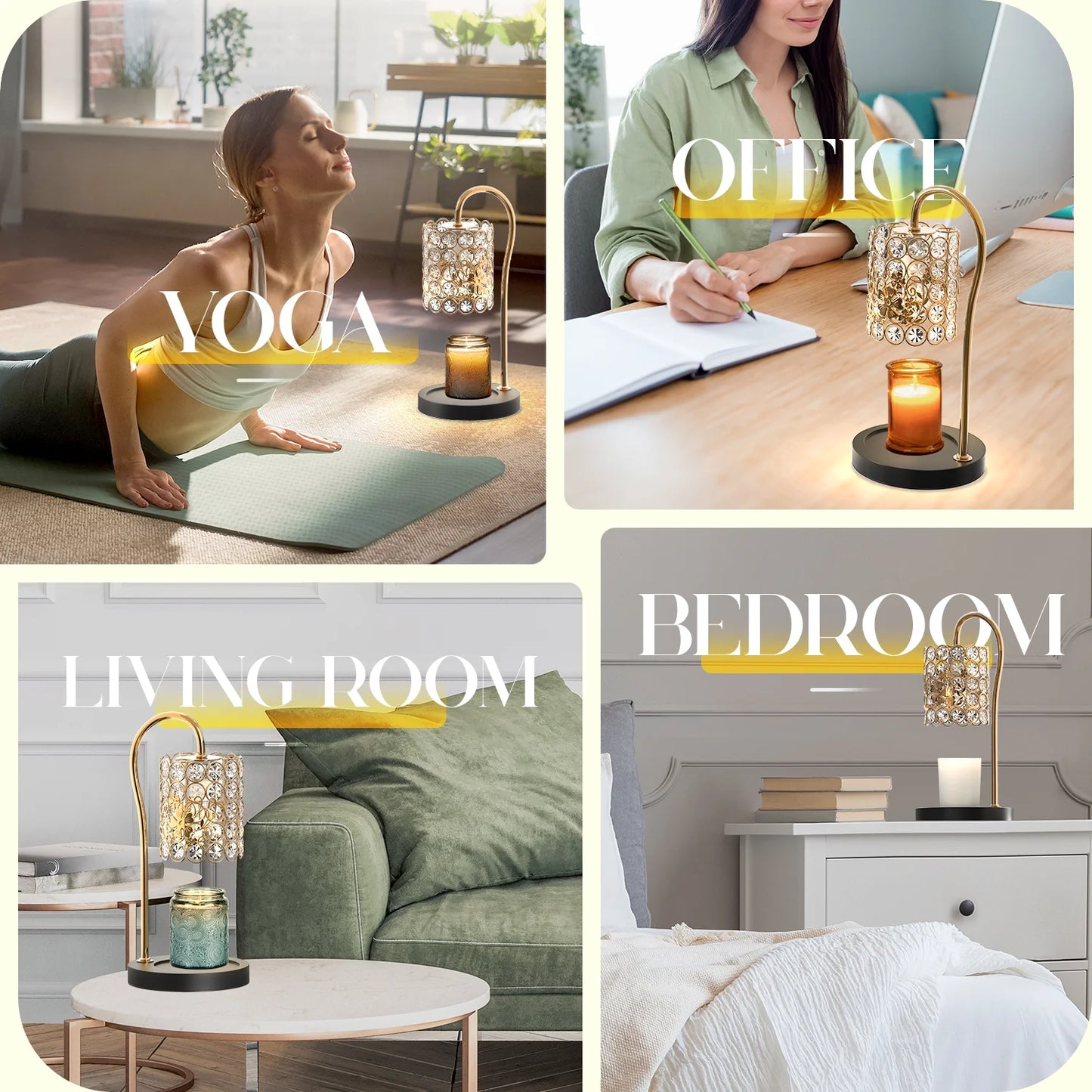 Candle Warmer Lamp with Timer, Electric Candle Warmer Light for Bedroom, Home Decor Candles Gifts for Women, Dimmable Wax Melts Warmer for Scented Wax (2 X GU10 Bulbs Included), Black