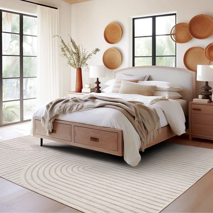 6'X9' Area Rugs for Living Room Jacquard Textured Modern Rugs Soft Geometric Rug for Bedroom Mid Century Washable Rug Non-Slip Bohemian Carpet Perfect for Dining Room Office Beige