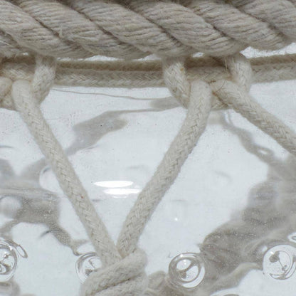 18 In. H Clear Glass Decorative Candle Lantern with Rope Handle