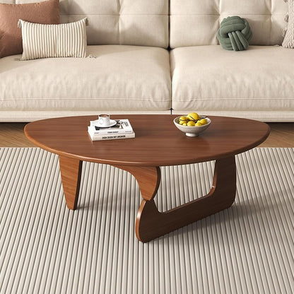 Wood Coffee Table, Mid Century Modern Triangle Coffee Table for Living Room, Rus