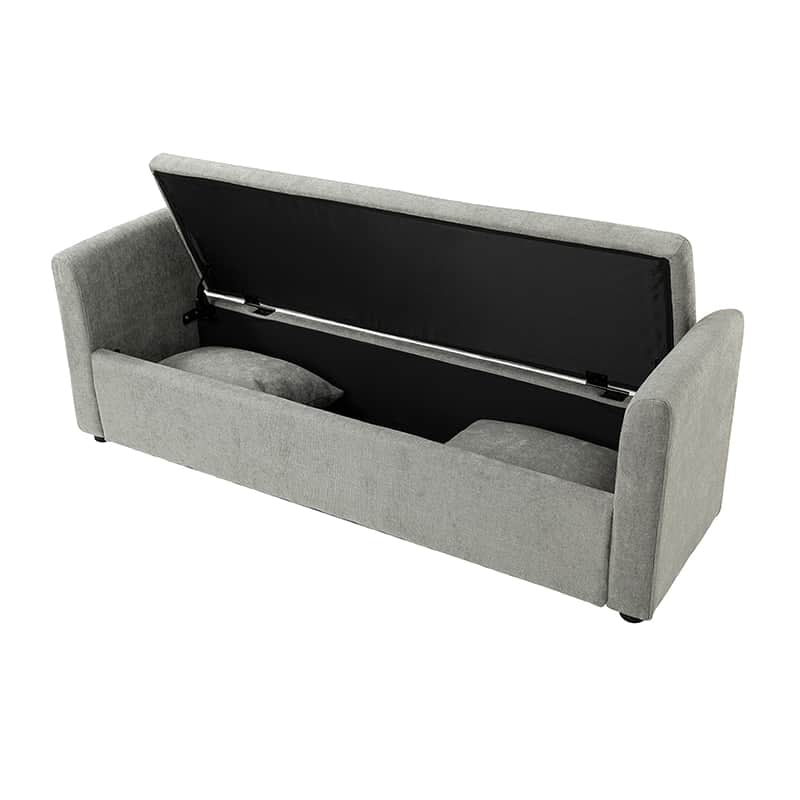 Benito 59.4" Wide End of Bed Storage Couch Bench with Two Throw Pillows