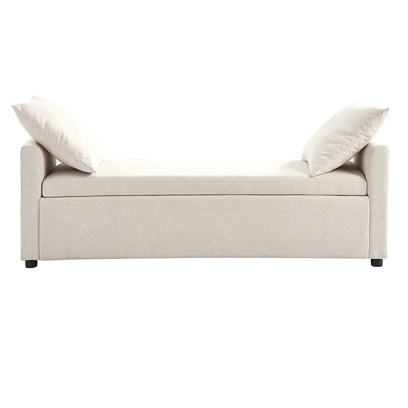 Benito 59.4" Wide End of Bed Storage Couch Bench with Two Throw Pillows