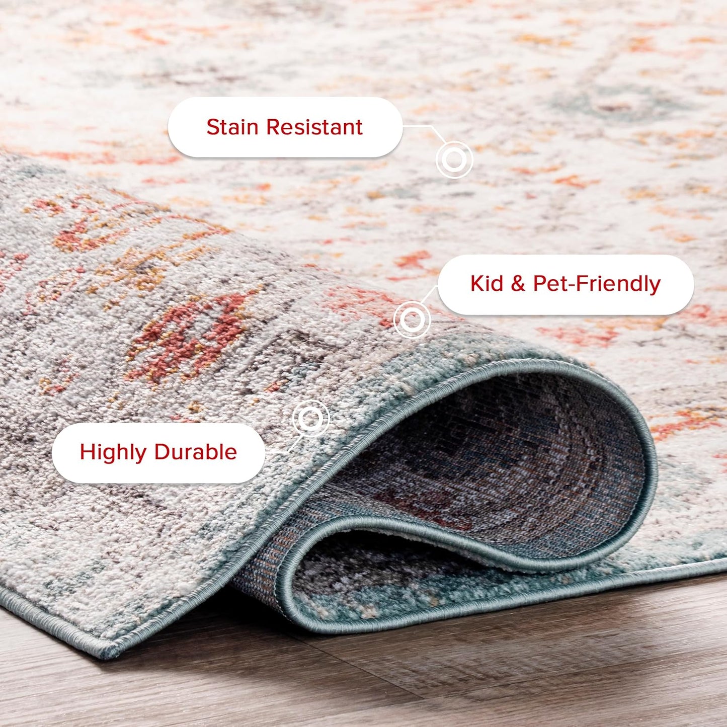 Lenore Beige Performance Oriental Area Rug, Vintage Design, Durable and Easy to Clean, 9' x 12