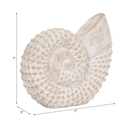 White 7 In. X 7 In. Ceramic Shell Figurine