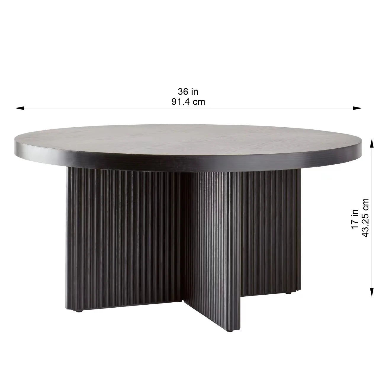 Lillian Fluted Coffee Table, Black