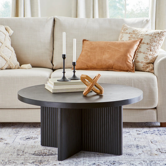Lillian Fluted Coffee Table, Black