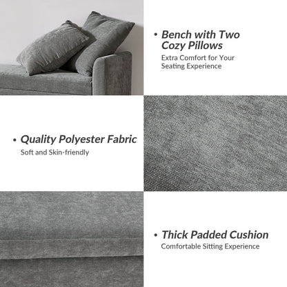 Benito 59.4" Wide End of Bed Storage Couch Bench with Two Throw Pillows