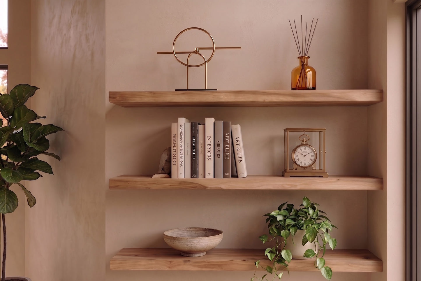 Furnora - Ash Wood Custom Floating Shelf