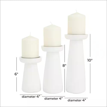 White Mango Wood Pillar Candle Holder (Set of 3)