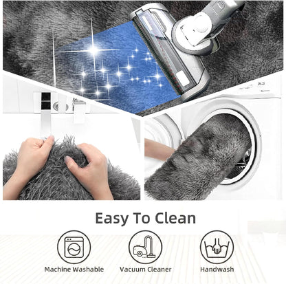 3 Piece Thicken 0.4" Bath Rugs Set, Bath Rug, Contour Mat, Toilet Seat Cover, Super Long Soft Microfiber Water Absorbent and Non Slip Bathroom Rugs with PVC Point Rubber Backing (Grey)