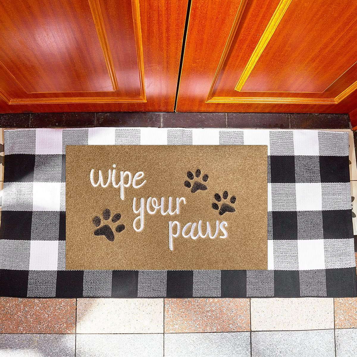 Front Door Doormat - Wipe Your Paws Entrance Mats, Durable Non Slip Rubber Absorbent, Funny Dog Mat for Front Door