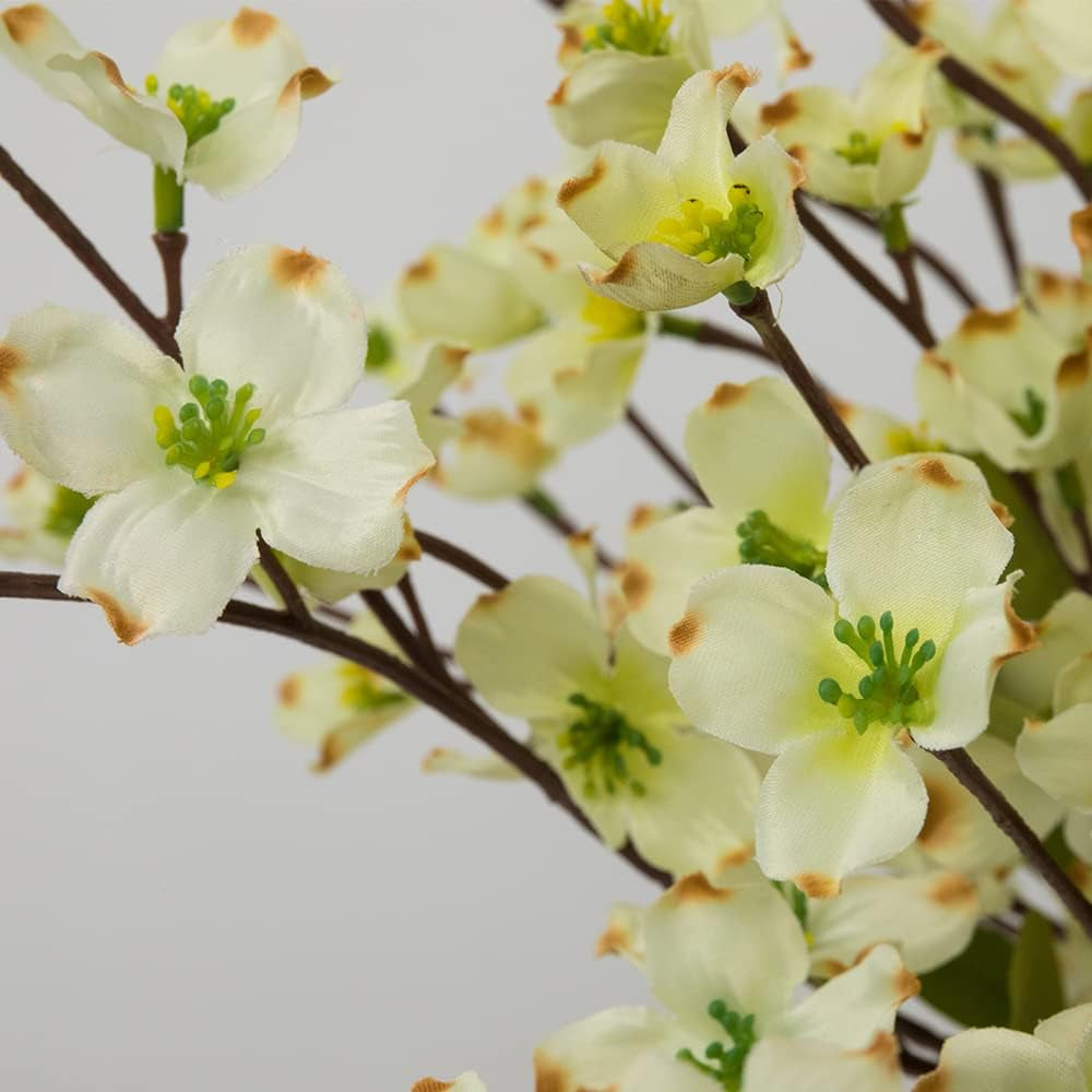 Artificial Flowers Blossom Stems Dogwood Silk Flowers Fake Cornus Bush for Home Decoration Table Centerpieces, 8 PCS (White)