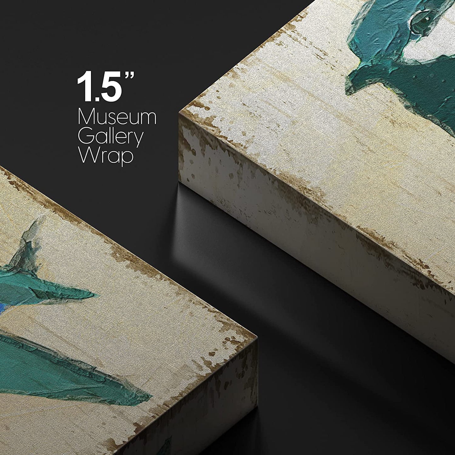 Canvas Print Wall Art Geometric Style Blue & Yellow Robin Birds Wildlife Illustrations Modern Art Rustic Closeup Colorful Multicolor Ultra for Living Room, Bedroom, Office - 24"X24"