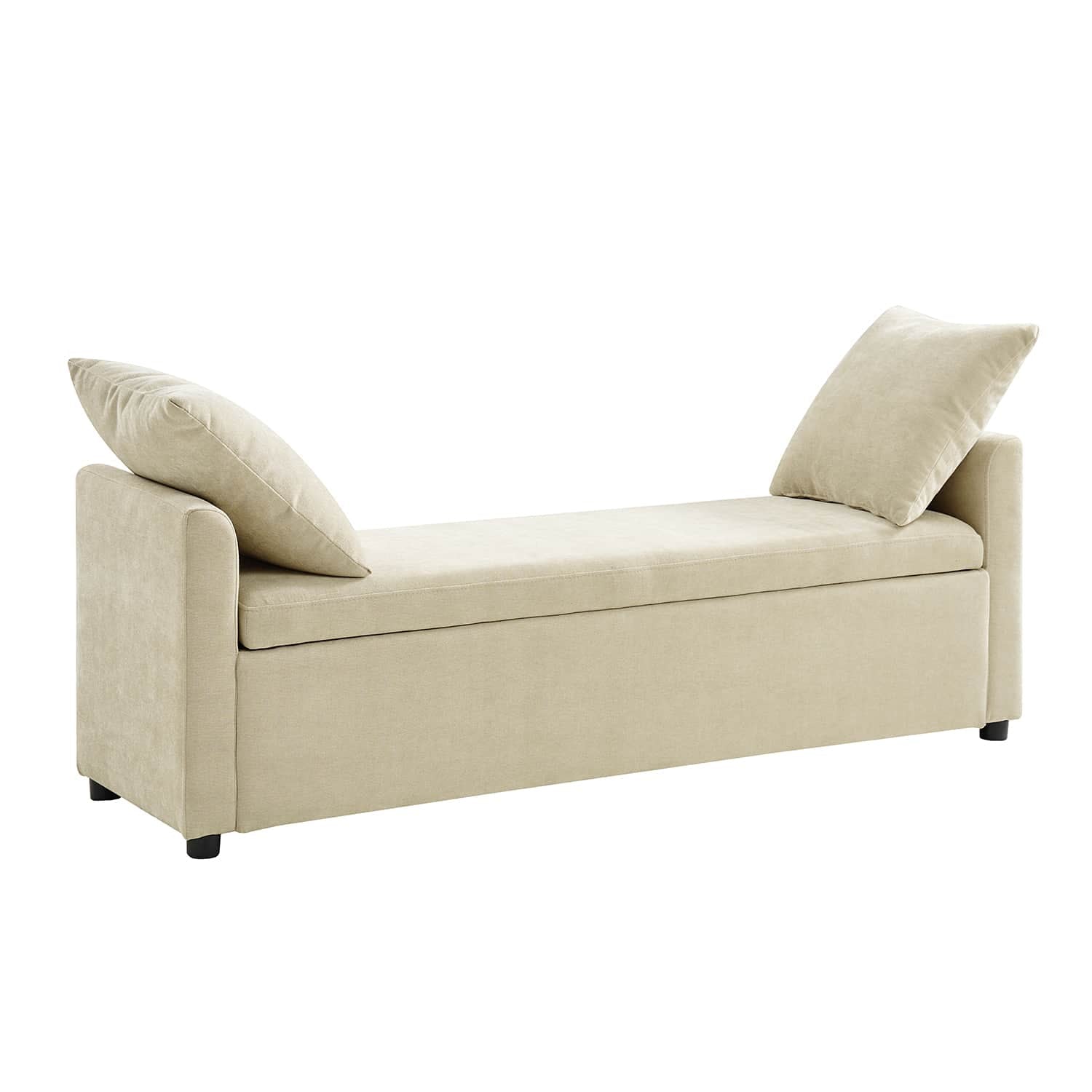Benito 59.4" Wide End of Bed Storage Couch Bench with Two Throw Pillows