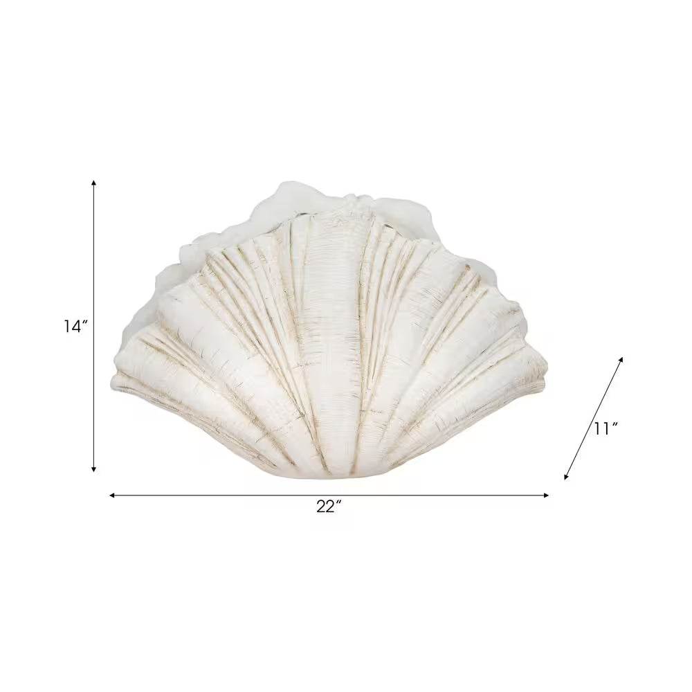 White 22 In. X 14 In. Resin Scallop Shell Figurine