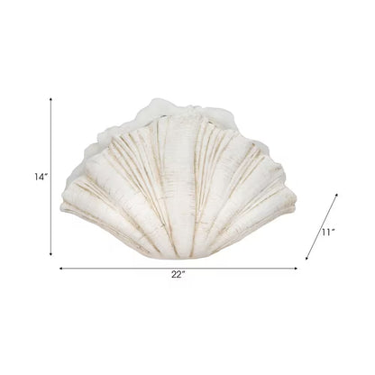 White 22 In. X 14 In. Resin Scallop Shell Figurine