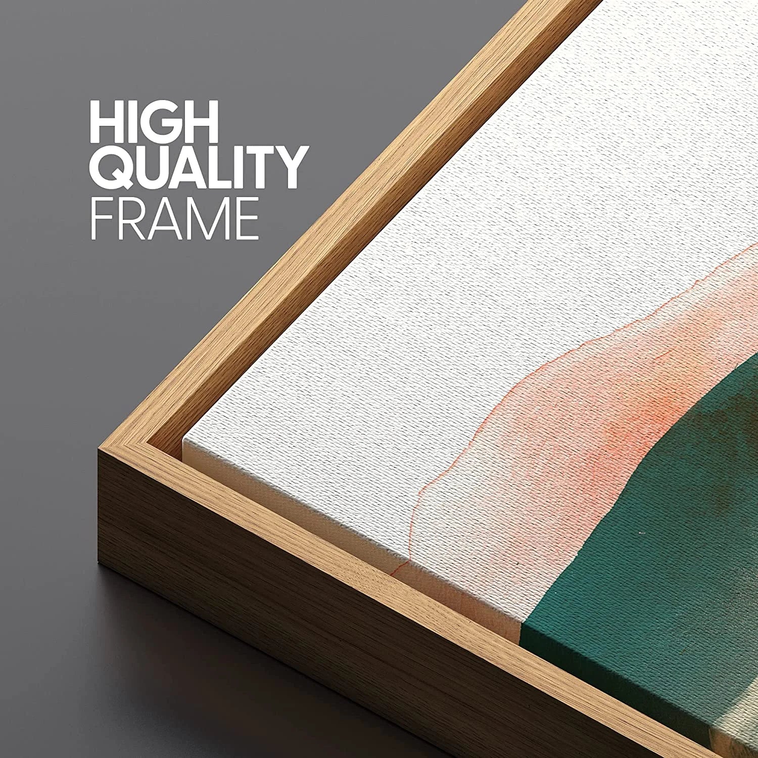 Framed Canvas Print Wall Art Abstract Green Watercolor Hills Nature Wilderness Illustrations Modern Art Contemporary Scenic Colorful for Living Room, Bedroom, Office - 16"X24" Natural