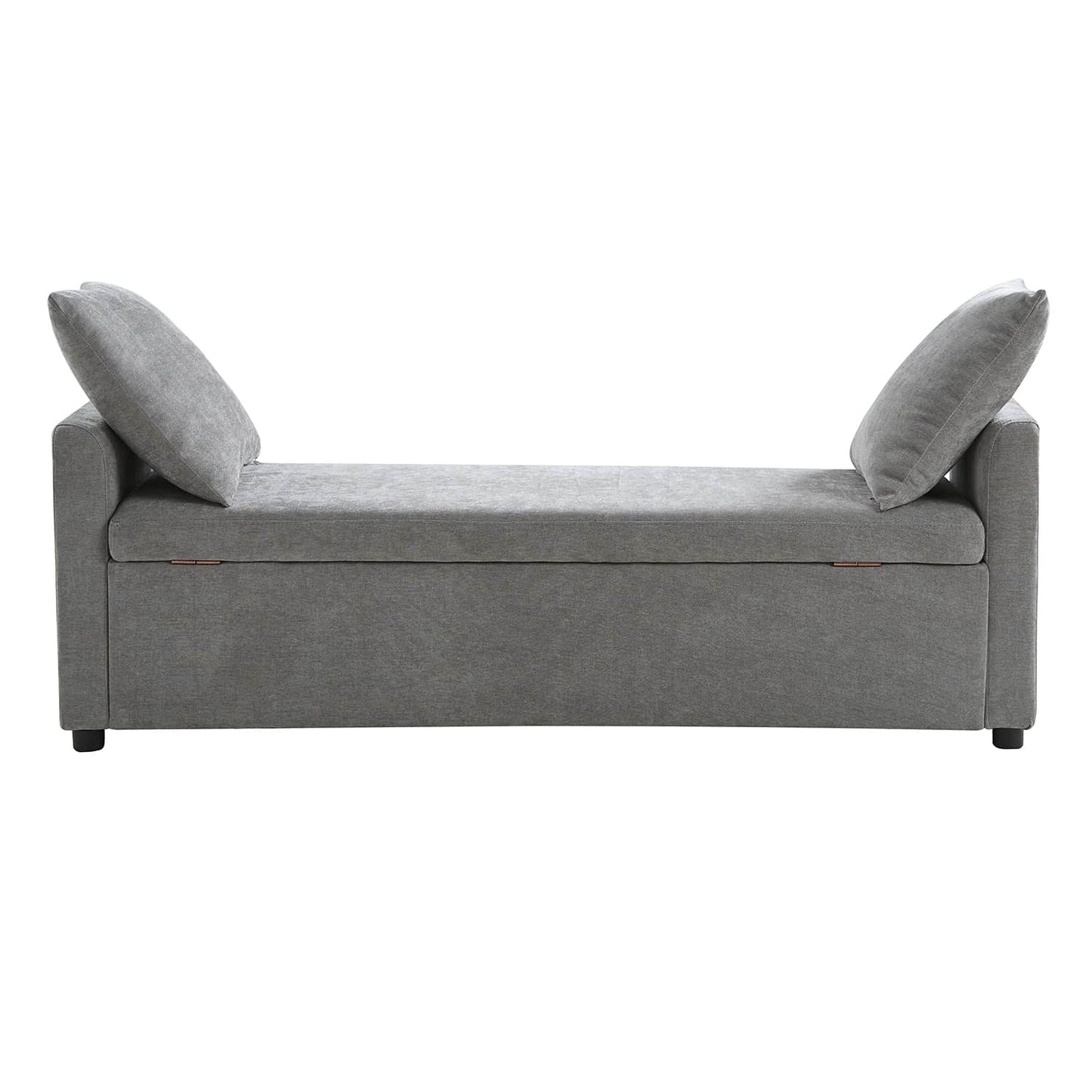 Benito 59.4" Wide End of Bed Storage Couch Bench with Two Throw Pillows