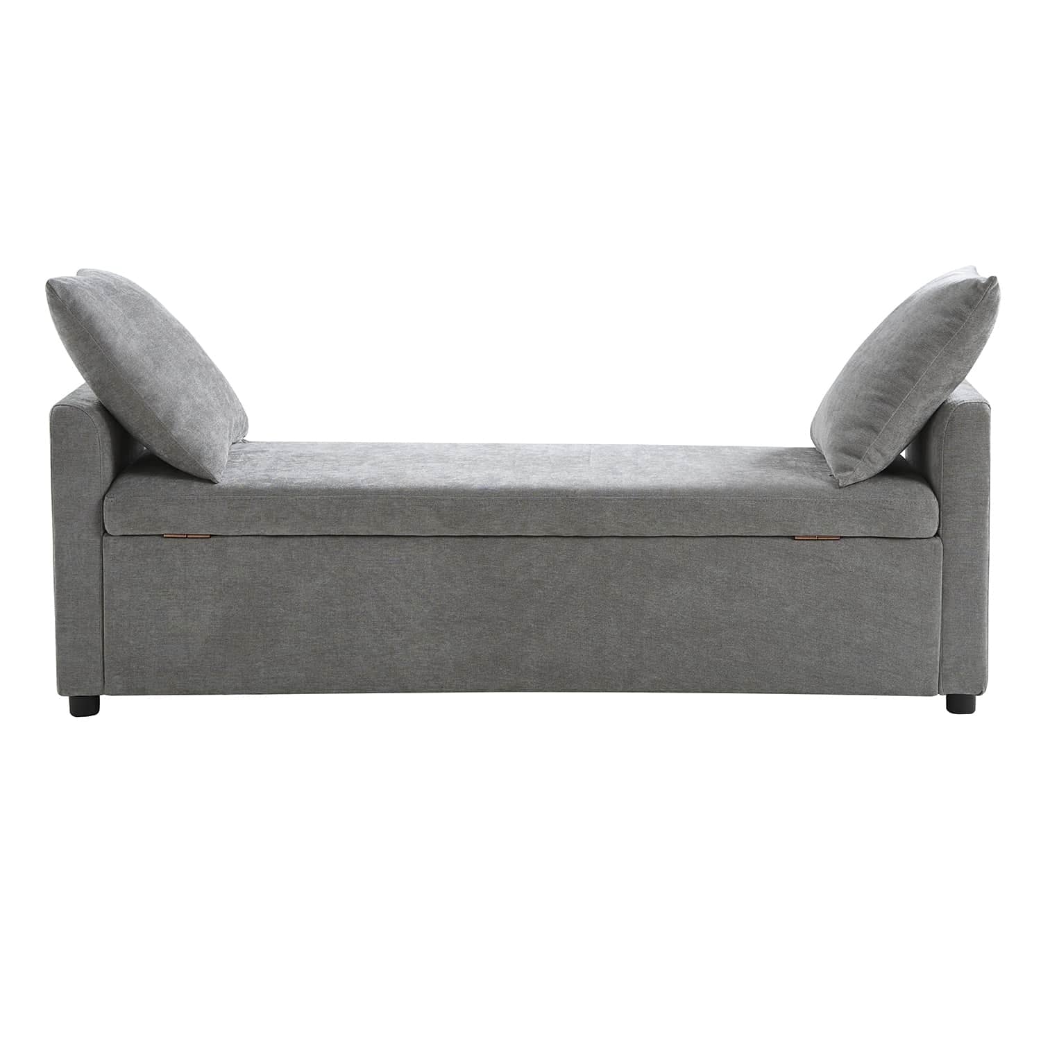 Benito 59.4" Wide End of Bed Storage Couch Bench with Two Throw Pillows