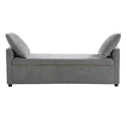 Benito 59.4" Wide End of Bed Storage Couch Bench with Two Throw Pillows