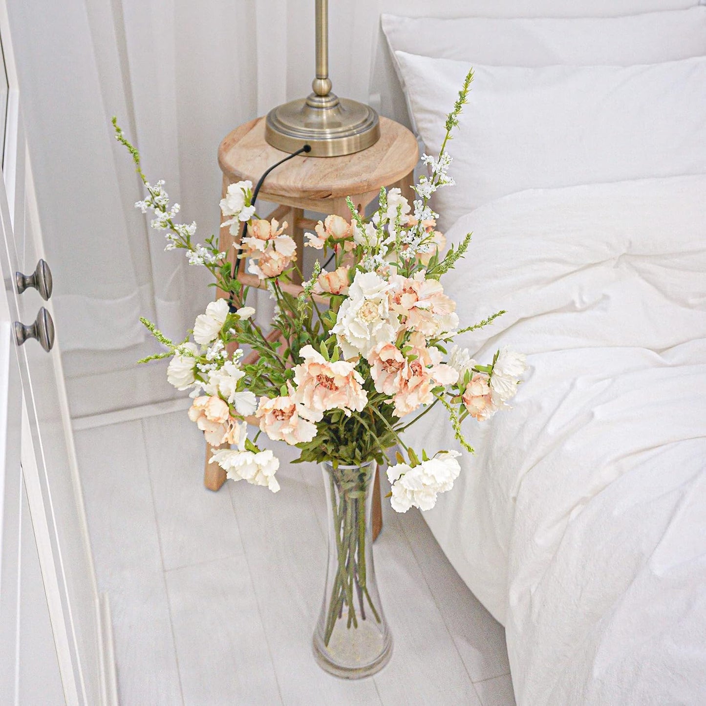 Butterfly Ranunculus Flowers Coral Silk Flower (3 Stems) for Home Decor and Wedding. Artificial Ranunculus Flower Arrangement and Table Centerpiece. Silk Flowers for Bouquet (Scabiosa Coral)