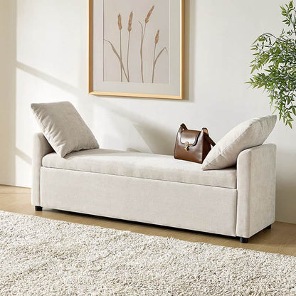 Benito 59.4" Wide End of Bed Storage Couch Bench with Two Throw Pillows