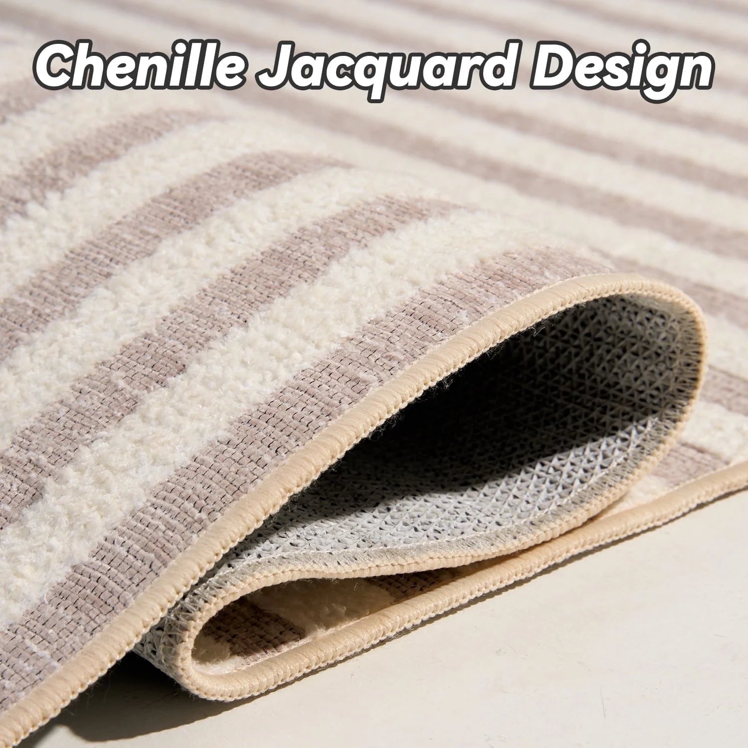 6'X9' Area Rugs for Living Room Jacquard Textured Modern Rugs Soft Geometric Rug for Bedroom Mid Century Washable Rug Non-Slip Bohemian Carpet Perfect for Dining Room Office Beige