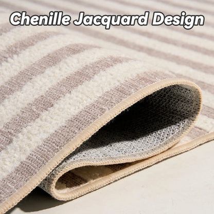 6'X9' Area Rugs for Living Room Jacquard Textured Modern Rugs Soft Geometric Rug for Bedroom Mid Century Washable Rug Non-Slip Bohemian Carpet Perfect for Dining Room Office Beige