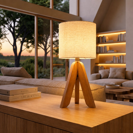 Lumora - Wooden Tripod Table Lamp