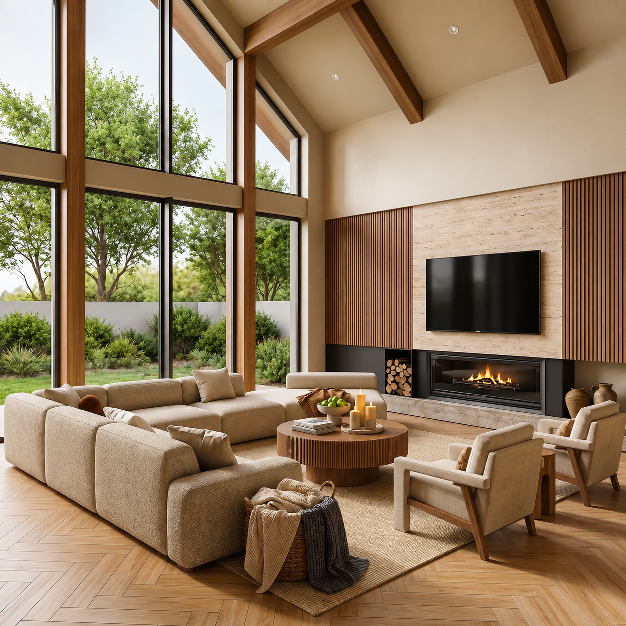 Furnora - Round Walnut Coffee Table