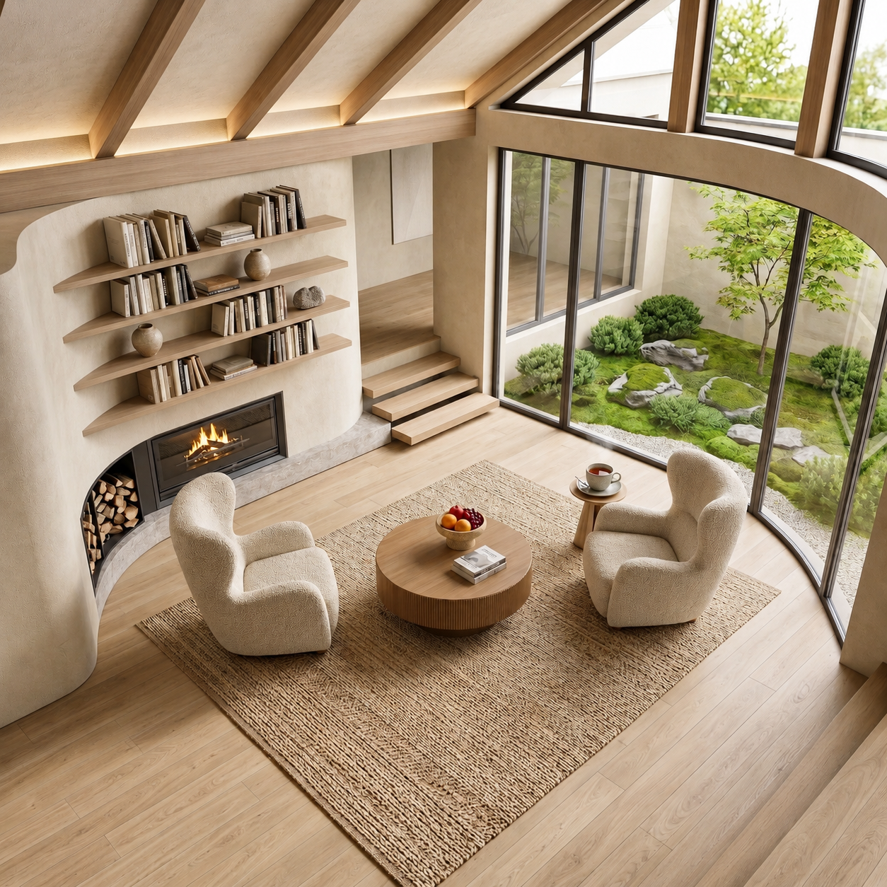 Furnora - Round Walnut Coffee Table