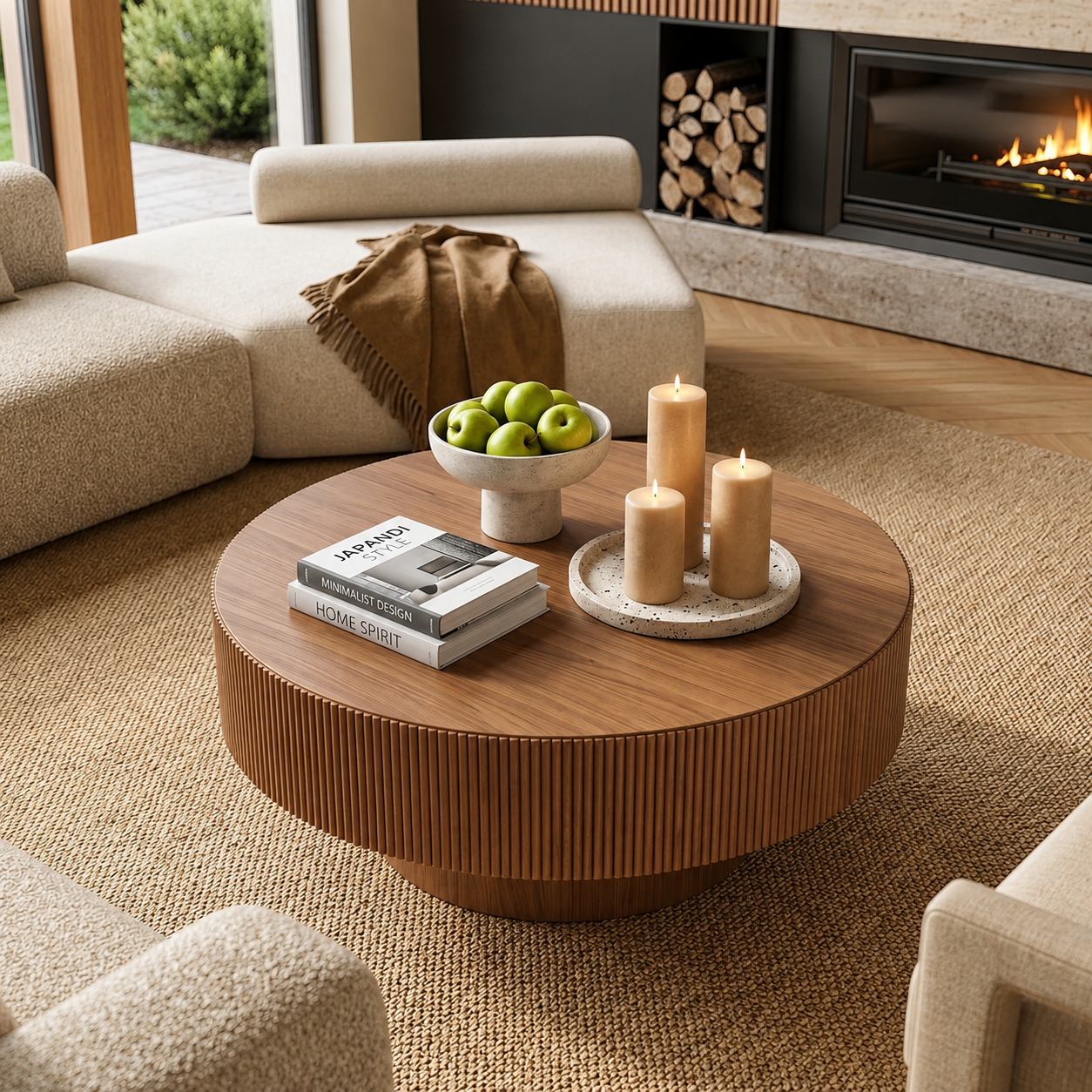 Furnora - Round Walnut Coffee Table
