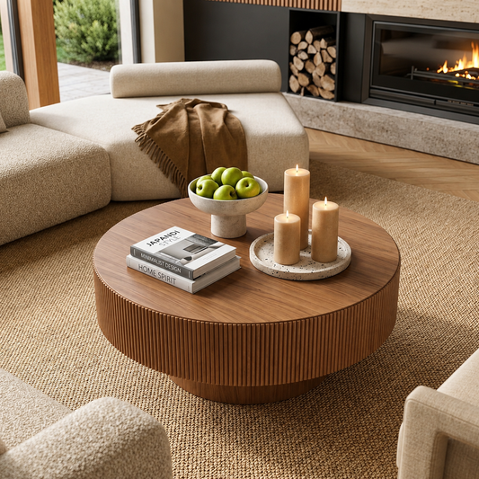 Furnora - Round Walnut Coffee Table