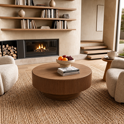 Furnora - Round Walnut Coffee Table