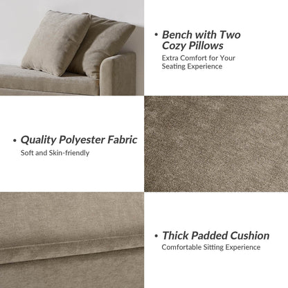 Benito 59.4" Wide End of Bed Storage Couch Bench with Two Throw Pillows