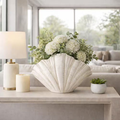 White 22 In. X 14 In. Resin Scallop Shell Figurine