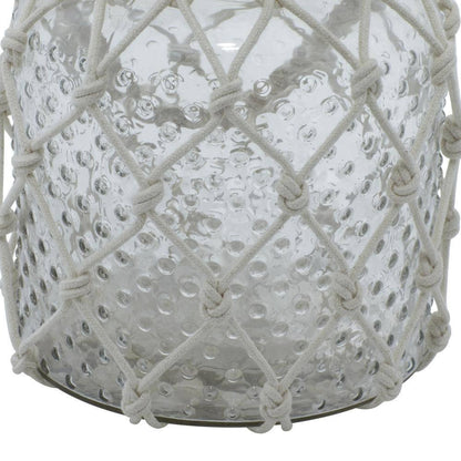 18 In. H Clear Glass Decorative Candle Lantern with Rope Handle