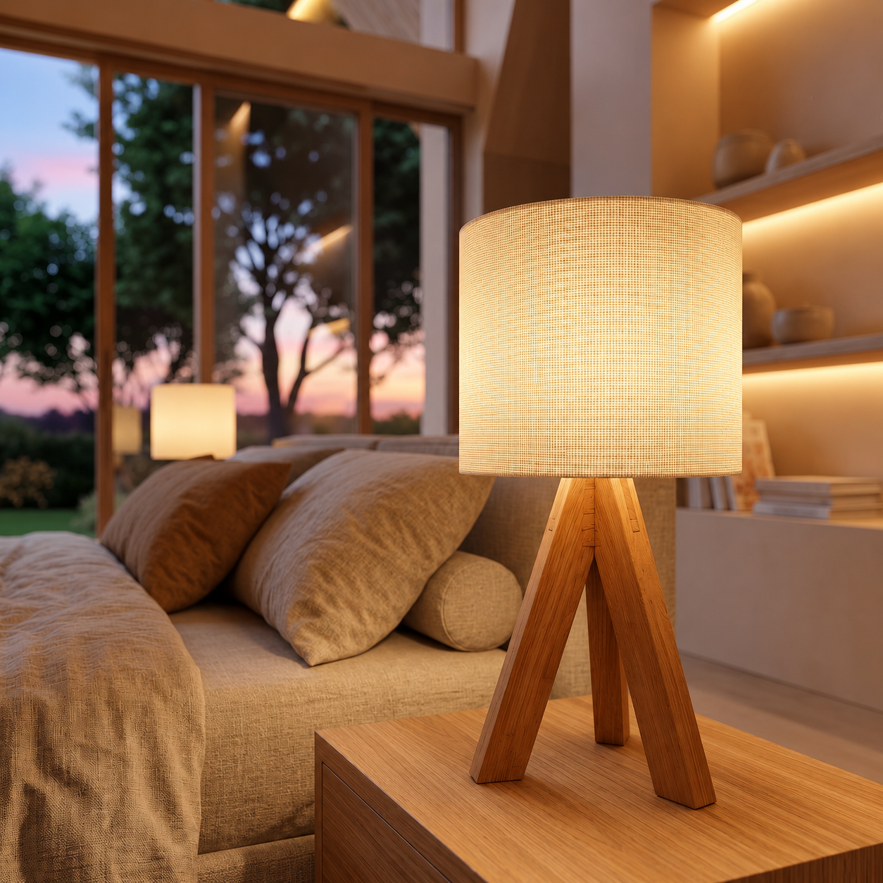 Lumora - Wooden Tripod Table Lamp