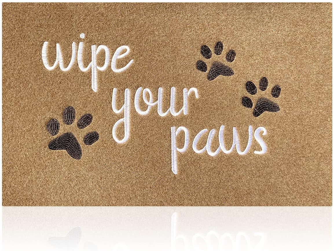Front Door Doormat - Wipe Your Paws Entrance Mats, Durable Non Slip Rubber Absorbent, Funny Dog Mat for Front Door