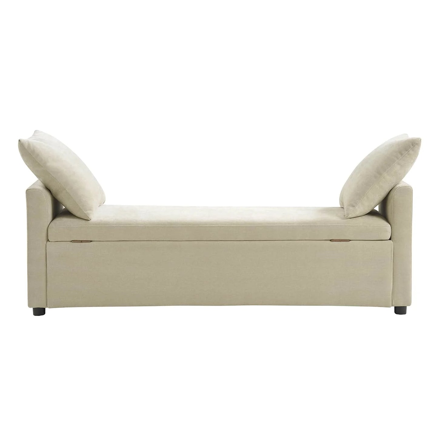 Benito 59.4" Wide End of Bed Storage Couch Bench with Two Throw Pillows