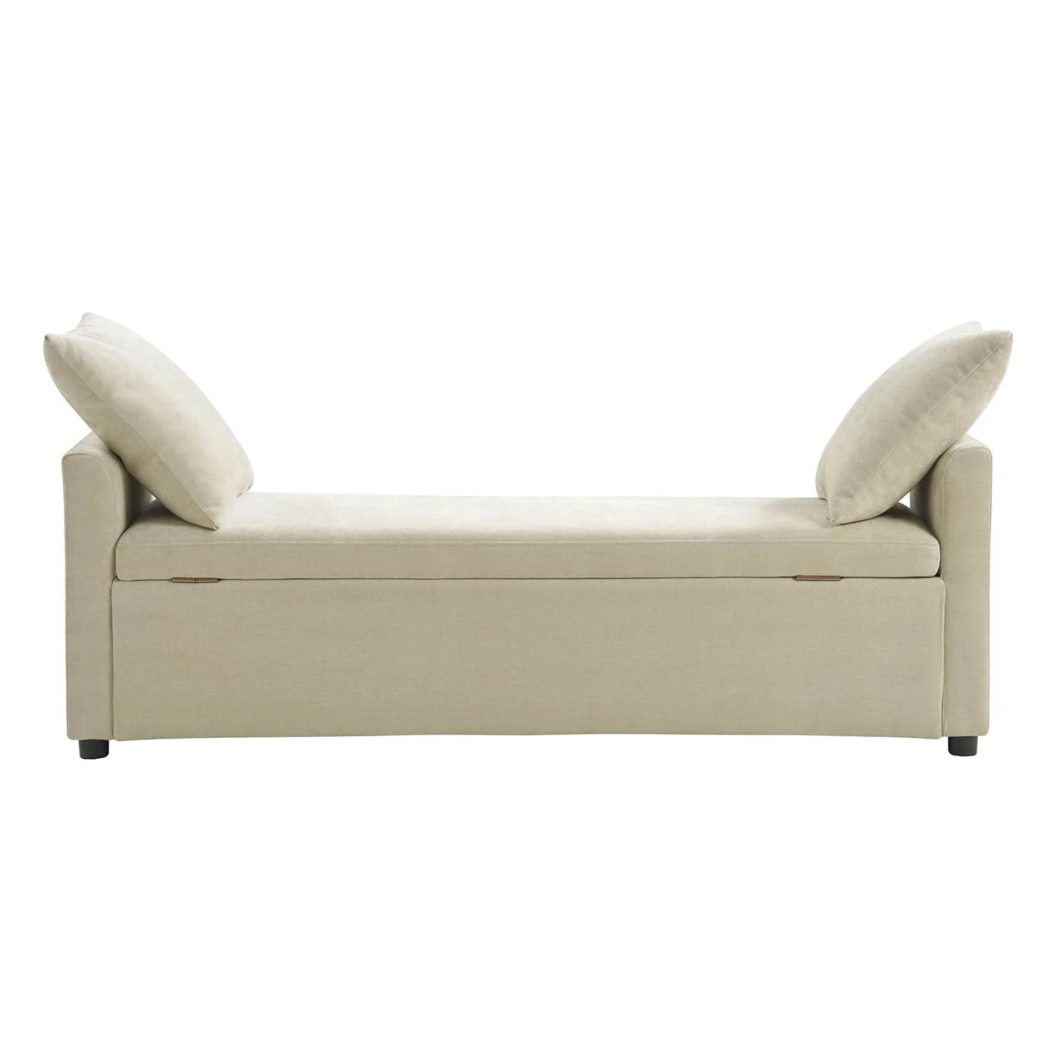 Benito 59.4" Wide End of Bed Storage Couch Bench with Two Throw Pillows