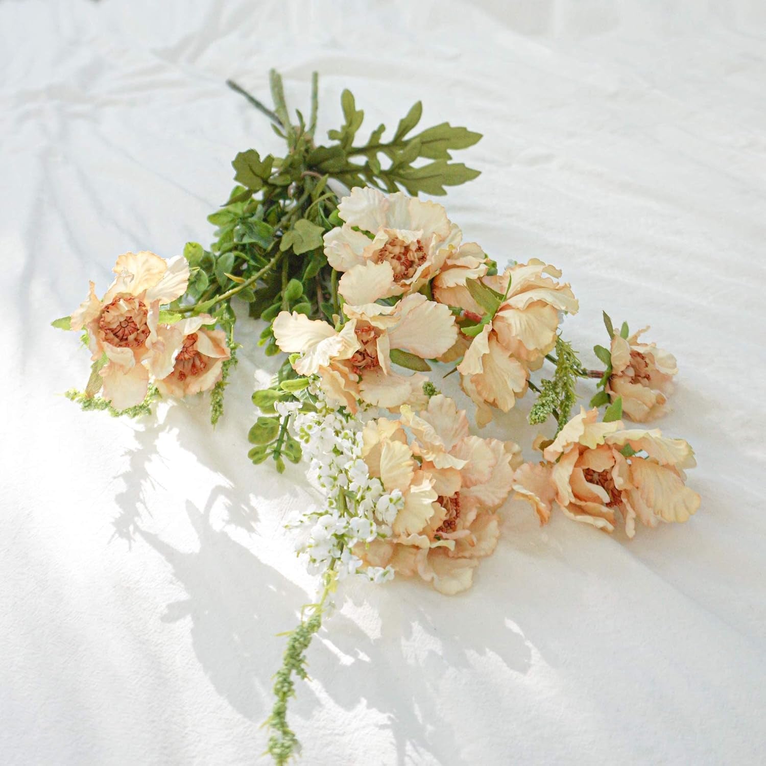 Butterfly Ranunculus Flowers Coral Silk Flower (3 Stems) for Home Decor and Wedding. Artificial Ranunculus Flower Arrangement and Table Centerpiece. Silk Flowers for Bouquet (Scabiosa Coral)